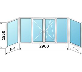 Холодное окно на балкон распашное NEWTEC 4500x1550