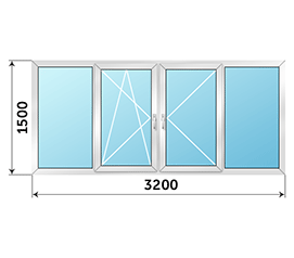 Холодное балконное окно раздвижное Provedal 3200x1500