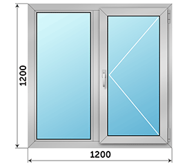 Двухстворчатое окно SCHÜCO 1200x1200