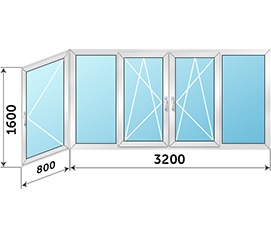 Холодное балконное окно распашное NEWTEC 4000x1600