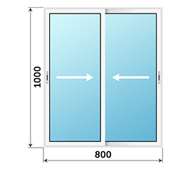 Двухстворчатое окно SCHÜCO 800x1000