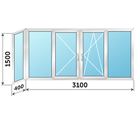 Холодное окно на лоджию раздвижное ALUTECH 3500x1500