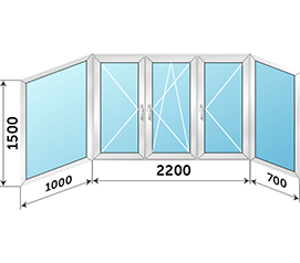 Холодное окно на лоджию распашное ALUTECH 3900x1500