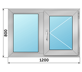 Двухстворчатое окно SCHÜCO 1200x800