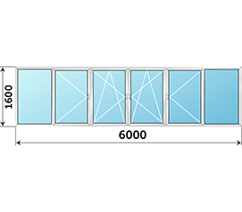 Холодное окно на лоджию распашное NEWTEC 6000x1600