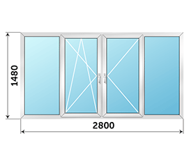 Холодное балконное окно распашное Provedal 2800x1480