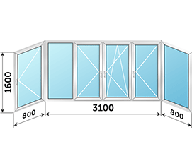 Холодное балконное окно распашное Provedal 4700x1600